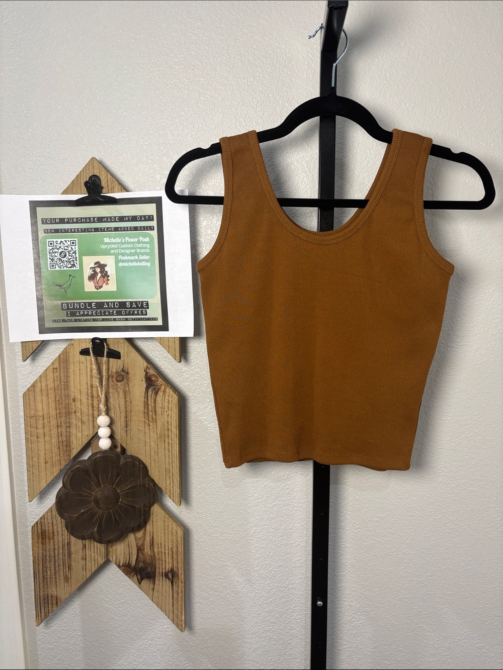 Obsessive Me Rust-Brown Ribbed Graphic Crop Tank sz L - Picture 4 of 5